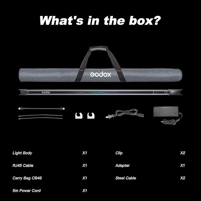 Godox TL120 RGB Tube Light 30W 5200mAh Battery Photography bar Light 2700K-6500K RGB CCT HSI Gel Mode 39 FX Effects LED Video Light for Photography TikTok YouTube