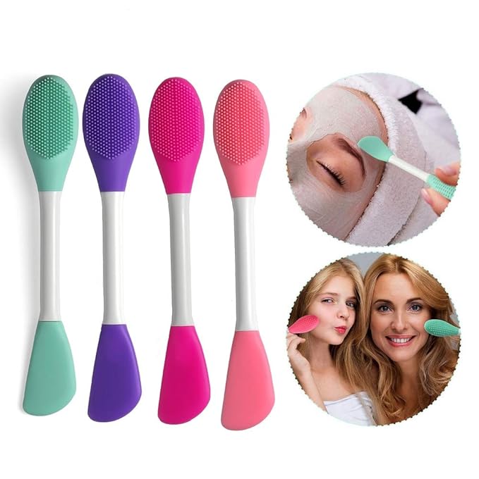 Silicone Brushes,Double-Ended Silicone Face Mask Brush,Facial Cleansing Brush, Premium Soft Facial Masks Other Skin Care Applicator Tool for Cream, Body Lotion,Moisturizer (Green)