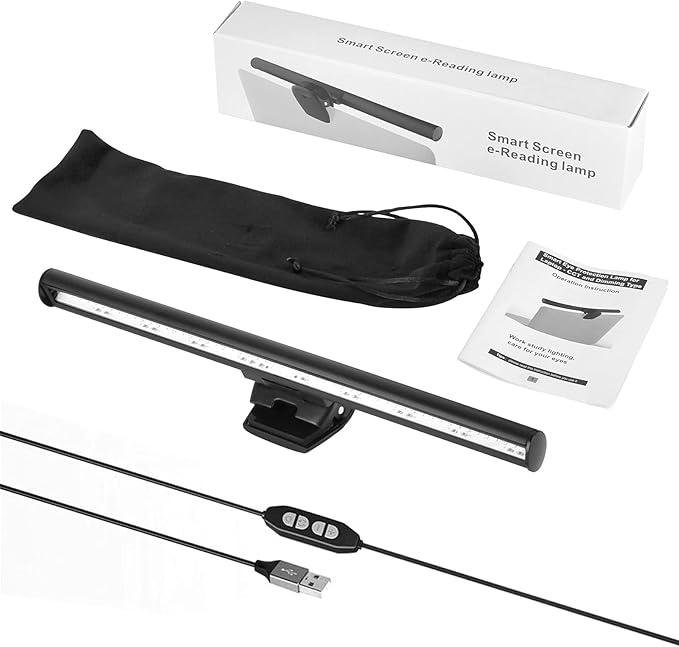 Laptop Monitor Lamp, LED Screen Light Bar, Adjustable Brightness & Color Temperature, Eye-Care Tablet Lamp for Keyboard, No Screen Glare, Space Saving, USB Powered, for Home& Office