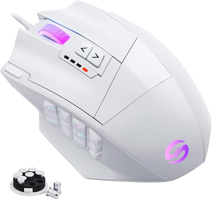 UtechSmart Venus Gaming Mouse RGB Wired, 16400 DPI High Precision Laser Programmable LED MMO Computer Gaming Mice with 12 Side Buttons