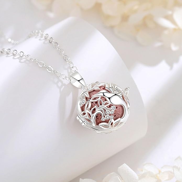 INFUSEU Aromatherapy Gifts Essential Oils Diffuser Jewelry for Women, Cute Animals Pendant Necklaces, 7 Lava Rocks Stones, 24" Chain