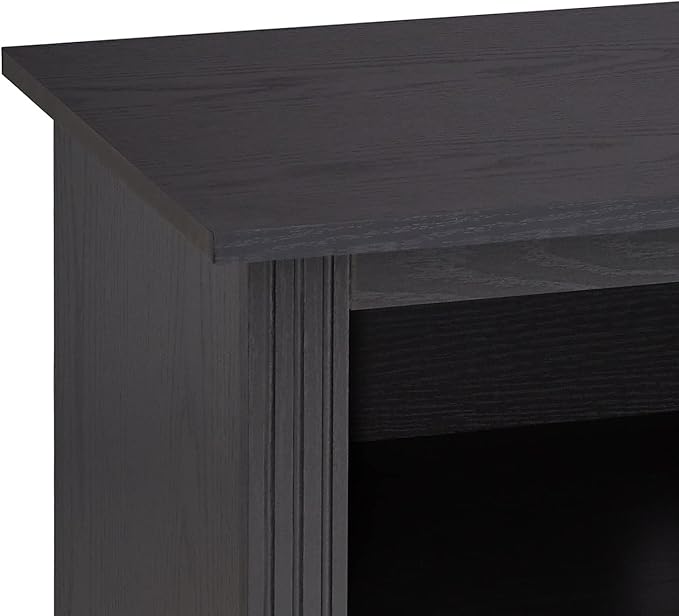 ROCKPOINT 58inch TV Stand Media Console for TV’s up to 65 Inches, Home Living Room Storage Console, Entertainment Center with 4 Open Storage Shelves, Modern TV Console Table (Black)