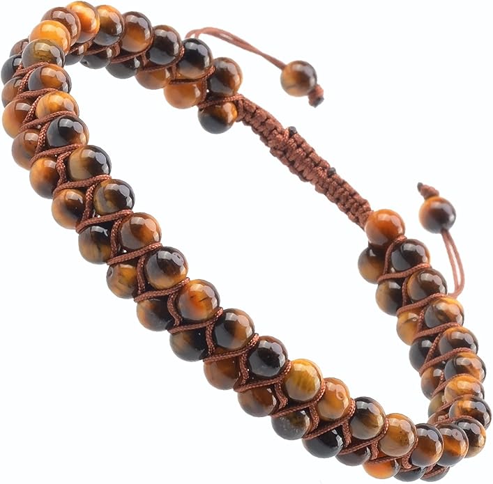 MASSIVE BEADS Double Layer Natural Chakra Healing Power Crystals Macrame Bracelet Yoga Stone Beads Gemstone Meditation Relax Anxiety Bangle for Unisex Women Men