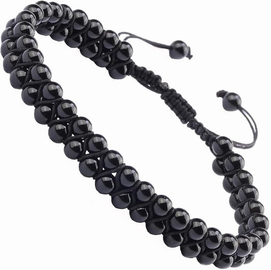 MASSIVE BEADS Double Layer Natural Chakra Healing Power Crystals Macrame Bracelet Yoga Stone Beads Gemstone Meditation Relax Anxiety Bangle for Unisex Women Men
