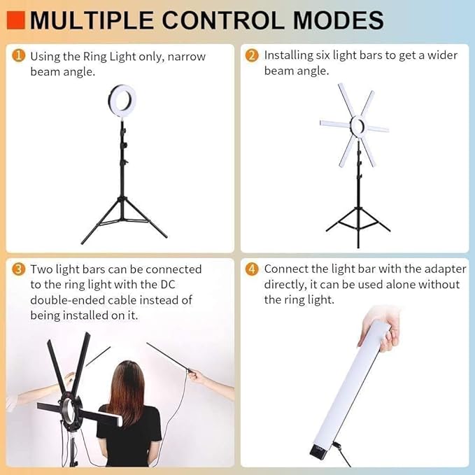 GVM Great Video Maker 600S LED Ring Light, 90W Dimmable Led Video Light Kit with Detachable Light Bars, Photography Lighting Led Video Lighting Kit for Live Broadcast, YouTube, CRI 97+ 3200K-5600K