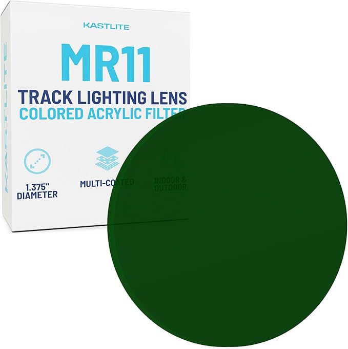KastLite Green Acrylic Lens Filter for Halo Track Lighting | Track Light Head - Adjust The Color of Your Lighting | Select Lens Size - MR11 Bulb for Spotlight Fixtures