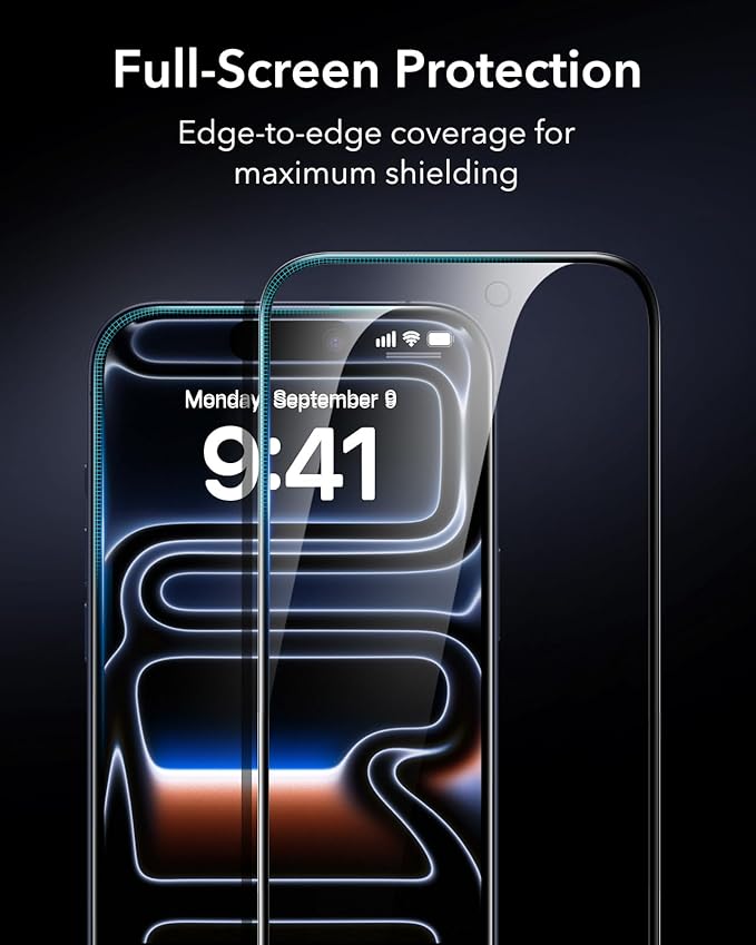 ESR 3 Pack 9H+ Glass for iPhone 17 Pro Privacy Screen Protector, [Military Grade Shatterproof & Highly Durable] Armorite Anti-spy Tempered Glass with UltraFit Tray