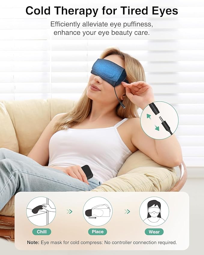 Heated Eye Mask - Medcursor Rechargeable Electric Eye Mask for Dry Eyes, 2500 mAh Large Battery & Washable Cover, Eye Pad for Sleeping, Skincare, Relax Eye Fatigue