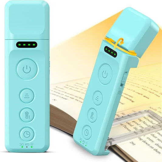 Glocusent Book Lights for Reading at Night, Rechargeable Reading Light with Sleep Aid & Timer, 5 Brightness & 3-Color Book Lamp for Reading in Bed, Night Reading Light for Book with a Travel Lock