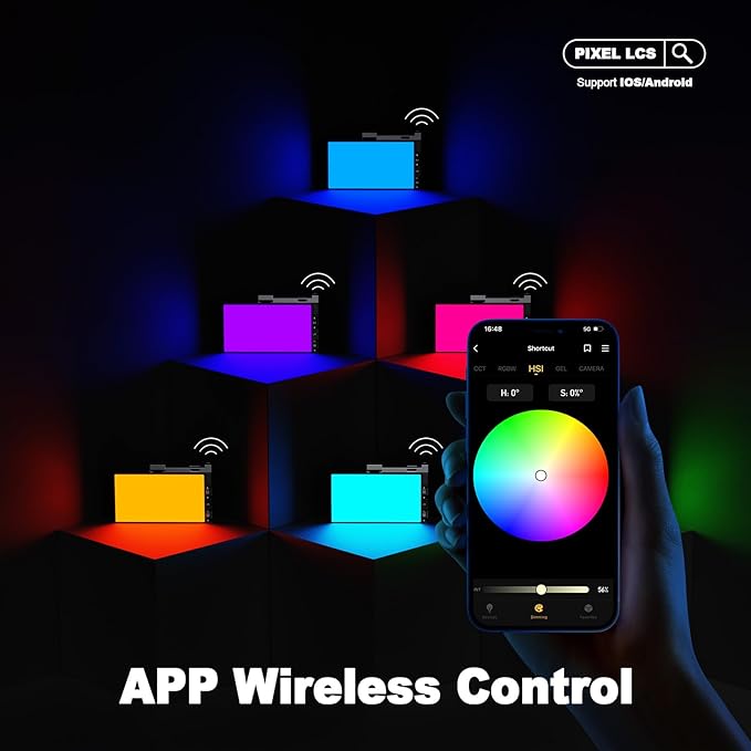 Pixel G1s RGB Video Light with APP Control, Built-in 12W Rechargeable Battery LED Camera Light, 10 Common Lighting Effects, CRI≥97 2500-8500K RGB Video Light with Aluminum Alloy Body