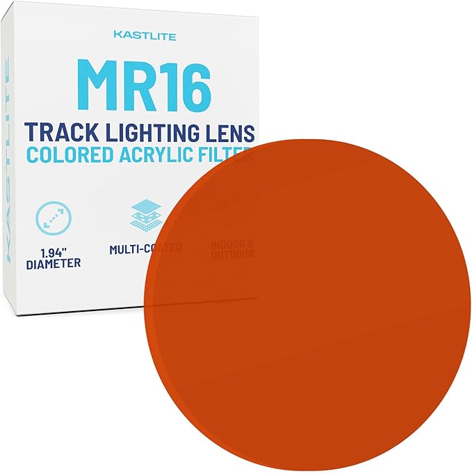 KastLite Amber Acrylic Lens Filter for Halo Track Lighting | Track Light Head - Adjust The Color of Your Lighting | Common MR16 Bulb for Spotlight Fixtures