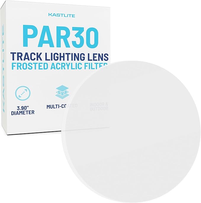 KastLite Frosted Acrylic Lens Filter for Halo Track Lighting | Track Light Head - Adjust The Color of Your Lighting | Select Lens Size - PAR 30 Bulb for Spotlight Fixtures