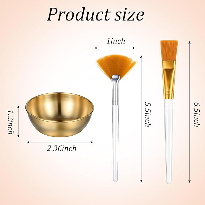30 Pcs Esthetician Supplies for Facials Set-10 Gold Facial Bowls 10 Facial Brushes Esthetician 10 Flat Brushes Face Mask Cosmetic Applicators for Women Face Mask Mixing Kit