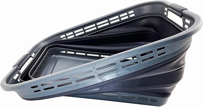 SAMMART 42L (11 Gallons) Collapsible Plastic Laundry Basket - Foldable Pop Up Storage Container/Organizer - Portable Washing Tub - Space Saving Hamper/Basket [BPA Free] (Grey/Nive Iron)