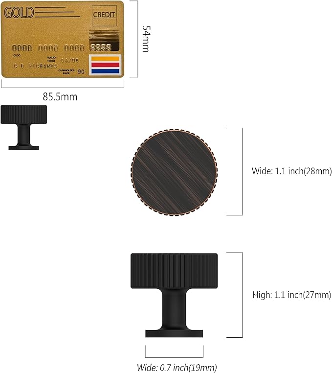 Amerdeco 10 Pack Oil Rubbed Bronze Cabinet Knobs Single Hole Cabinet Pulls 1 Inch Drawer Knobs and Pulls for Bathroom Cabinets ZH0071