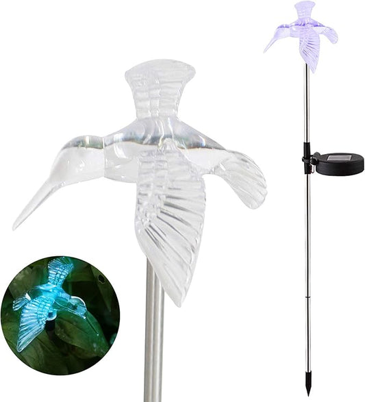 Solar Powered Outdoor Garden LED Light Color Charging Figurine Stake Landscape Light Waterproof Hummingbird Lawn Lamp for Sidewalk Terrace Pathway Walkway Driveway Yard & Lawn Decorations