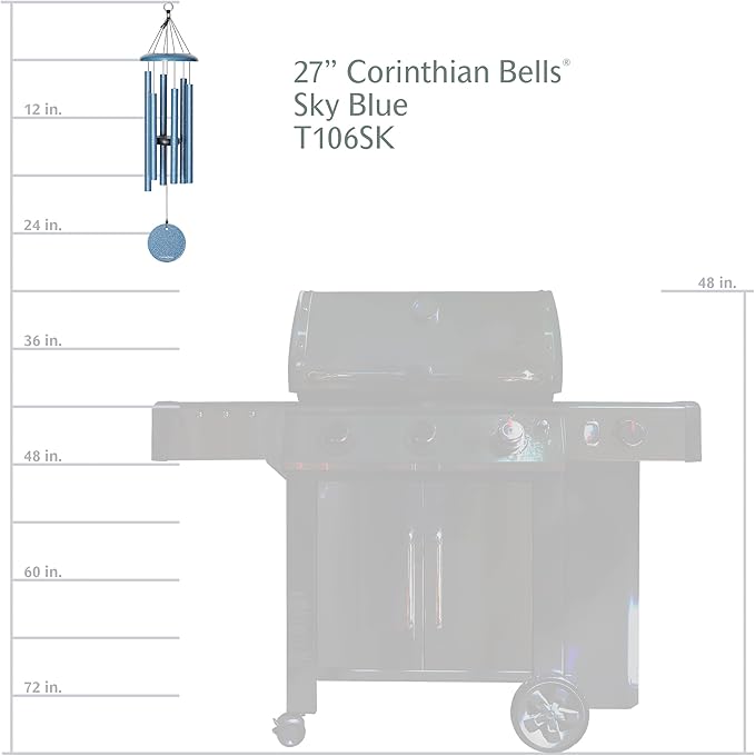 Corinthian Bells by Wind River - 27 inch Sky Blue Wind Chime for Patio, Backyard, Garden, and Outdoor Decor (Aluminum Chime) Made in The USA