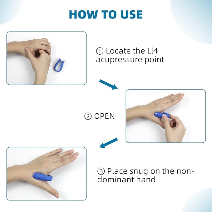 4 Pack Migraine Pressure Point Clips, Effective Acupressure Tools for Headache Relief, Stress Reduction, and Tension Alleviation, LI4 Hand Clips in Assorted Colors