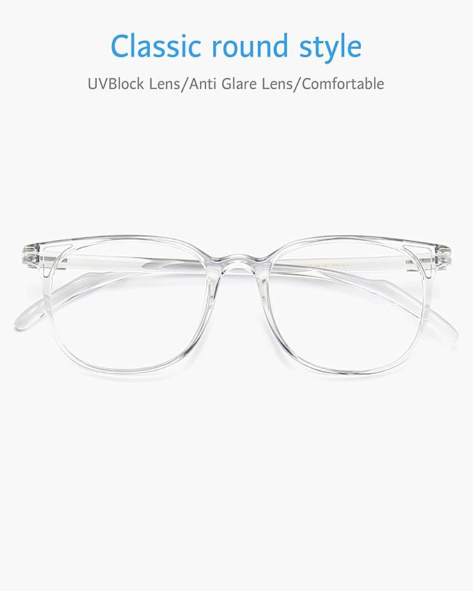 ANRRI Blue Light Blocking Glasses Round Lightweight Eyeglasses Frame Filter Blue Light Computer Game Glasses Grey Frame for Men and Women