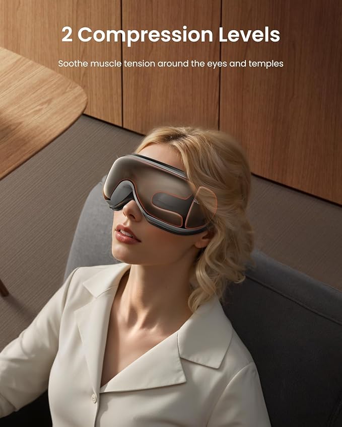 RENPHO Eye Massager, Birthday Gifts for Women Men Her Him, Eyeris1 Eye Massager with Heat & Remote, Compression, Sleep Mask for Relax, Migraine Relief, Reduce Strain, Improve Sleep