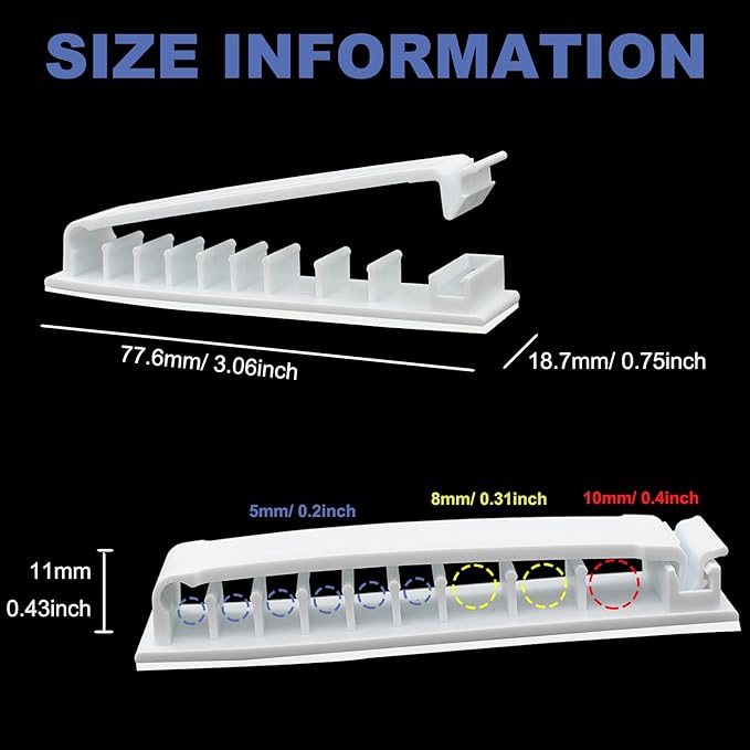 Cable Clips Holder, Self Adhesive Cables Management Clips Cord Organizer Charger for Home Office Desktop Nightstand Car Wire, Cord Holders 2 PCS