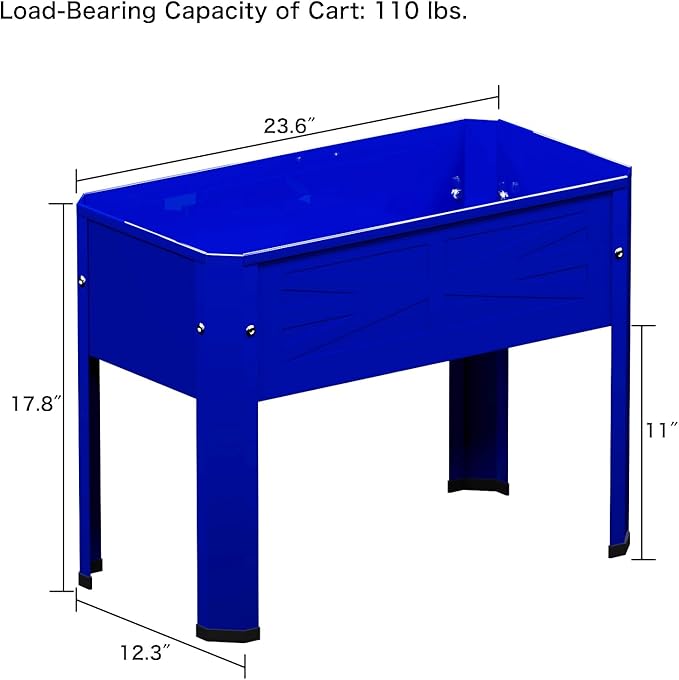 Raised Garden Bed with Detachable Tall Legs Elevated Metal Planter Box for Growing Fresh Herbs Vegetables Flowers Succulents&Other Plants for Outdoor Backyard Patio Deck Balcony Blue