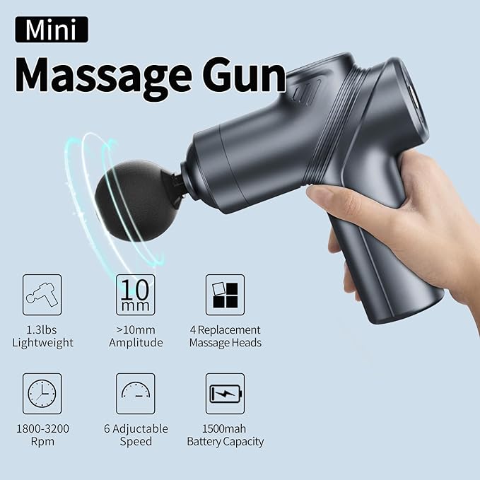Massage Gun Deep Tissue, Silent Brushless Motor and Portable Massage Gun with 4 Interchangeable Heads for Deep Muscle Relief and Relaxation, Relax Gift