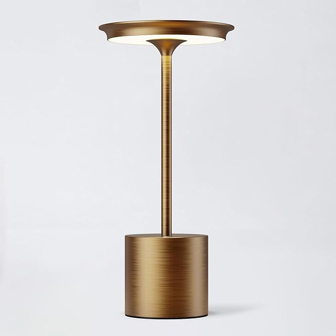Cordless Table Lamp,Rechargeable 6000mAh Battery Operated Portable Light, 3 Color Stepless Dimmable Battery Table Lamps, LED Table Light for/Restaurant/Outdoor/Patio(Bronze)