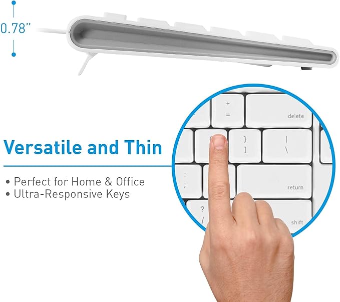 Macally Full-Size USB Wired Keyboard for Mac Mini/Pro, iMac Desktop Computer, MacBook Pro/Air Desktop w/ 16 Compatible Apple Keyboard with Numeric Keypad, Rubber Domed Keycaps - Spill Proof