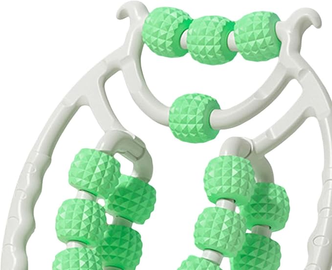 Colaxi 20 Wheels Massage Roller with Massage Stick Portable Multipurpose Flexible Handheld Roller for Back Shoulders Legs Thigh Arms, Green