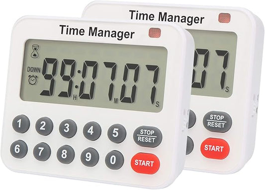 Digital Countdown Kitchen Timer - AIMILAR AY4052-2 Magnetic Count Up Down Cooking Timer with Magnet Back Loud Alarm Directly Input Hours Minutes and Seconds (2 Pack)