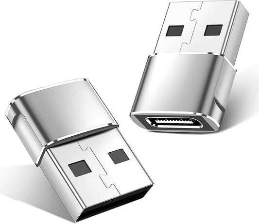 USB to USB C Adapter,Type C Female to A Male OTG Charger Converter for PlayStation 4,Apple Watch Ultra 8 9,iPhone 16 15 14 13 Pro Max,Samsung S24 S23,AirPods,iPad,Car Play-Silver