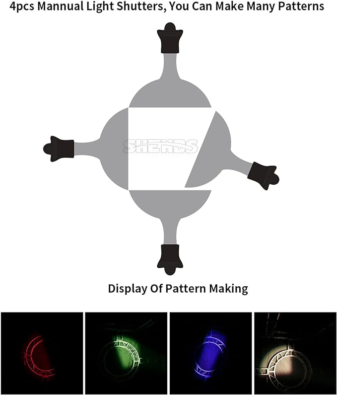 SHEHDS LEKO Profile Spotlights LED 250W RGBW 4in1 Color 17° Beam Angle DJ Ellipsoidal Lights Manual Focus Four-Leaf Manual Cut Light Barrier 2500K-7500k DMX512 Stage Par Lights for Party KTV Bar Show