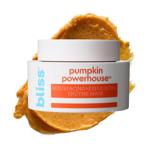Bliss Pumpkin Powerhouse & Resurfacing Enzyme Mask - 10% AHA Pumpkin Blend with Prebiotics and Hyaluronic Acid for Smooth, Glowing Skin - Vegan, Clean, Cruelty-Free (1.7 Oz)