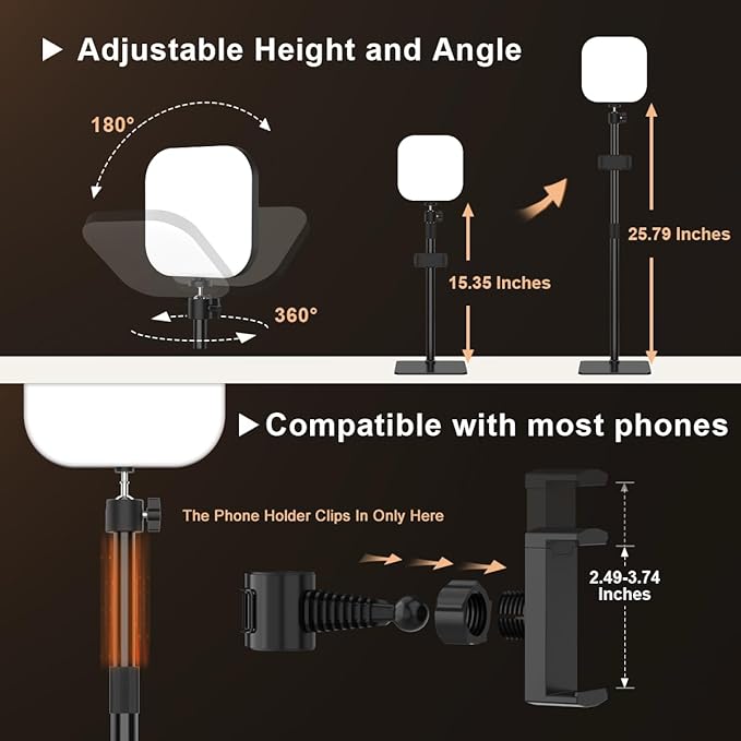 Video Conference Lighting, 180 LED Webcam Light with 3 Color & 5 Brightness for Video Recording, Zoom Light with Phone Holder for Laptop Computer Online Meeting, Video Calls, Live (1-Pack with Remote)