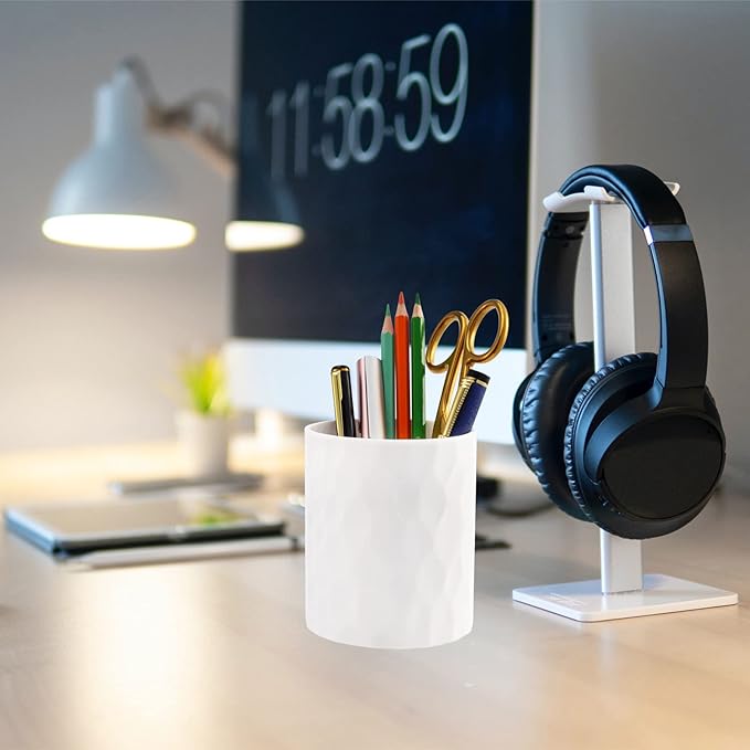 Pen Holder,Nordic Style Silicone Waterproof Pencil Holder for Desk Simple&Modern Minimalist Makeup Organizer Multifunctional Office Supplies for Home,Kids and School (White)