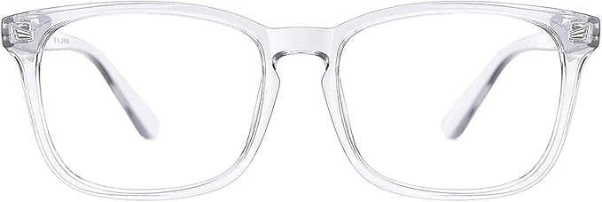 TIJN Blue Light Blocking Glasses for Women Men Clear Frame Square Nerd Eyeglasses Anti Blue Ray Computer Screen Glasses