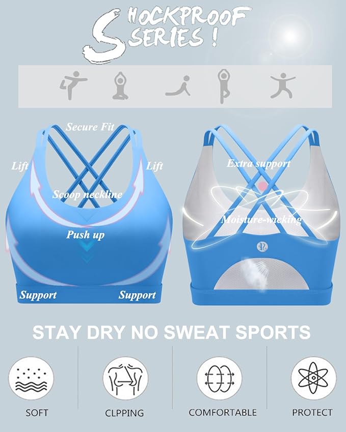 RUNNING GIRL Sports Bras for Women,Padded Sports Bra Tank Top Sexy Crisscross Back High Impact Longline Workout Yoga Bra