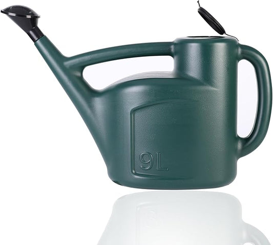 2+ Gallon Watering Can for Outdoor Plants,Large Garden Watering Can with Long Spout, Lid and Detachable Sprinkler Head, Leak Proof Heavy Duty Plastic Watering Pot for Indoor Plants - 9L