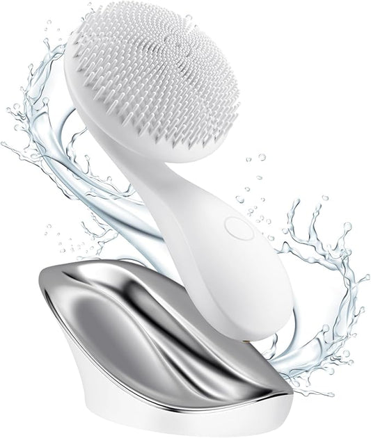 2 in 1 Facial Cleansing Brush, Rotating Magnetic Beads & Massage Cleaning Electric Face Scrubber, Waterproof and Rechargeable Exfoliating Face Scrubber Brush