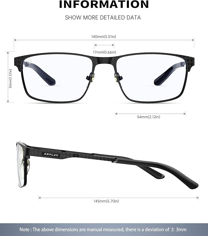 ANYLUV Blue Light Glasses for Men/Women, Lightweight Blue Light Blocking Glasses, Anti-Eye Strain Computer Glasses for Gaming