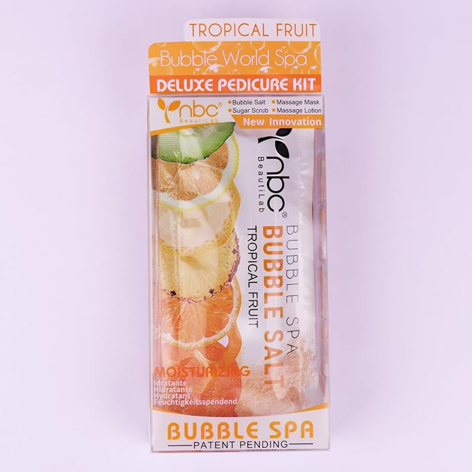 Pedicure Kit Foot Soak Set: Bubble Salt, Sugar Scrub, Massage Mask, Massage Lotion in a Box, 4 Step Foot Spa Kit for Dry Feet,Tired Feet （1 Set Mango)