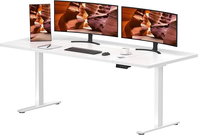 Dual Motor Standing Desk, Large Stand Up Desks, 79x31 Inches Electric Sit Stand Desk, 4 Memory Preset Adjustable Height Home Office Desks(White)