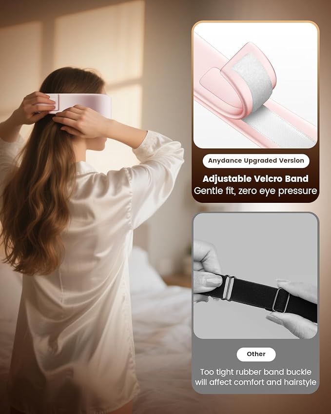 Heated Eye Mask - Cordless Eye Mask for Dry Eyes, Eye Relief, Improved Sleep, Timed Shutdown, 4 Temperature, Washable Eye Heating Pad for Travel, Removable for Cleaning - Rose Pink