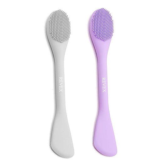 REVEX Silicone Face Mask Applicator,Face Scrubber,Lymphatic Drainage Massager,2Pcs Pore Cleaning Brush for Blackhead Remover,Lymphatic Contour Face Brush for Lymphatic Drainage.(PurPle+Gray)