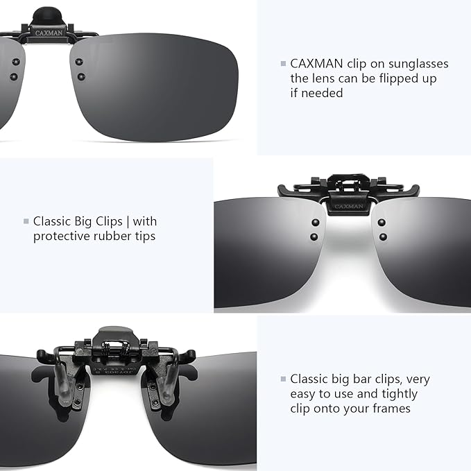 Polarized Clip-on Flip Up Metal Clip Rimless Sunglasses for Prescription Glasses