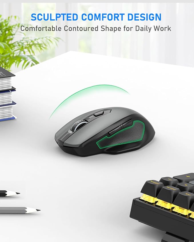 E-YOOSO Wireless Mouse for Laptop, 2.4GHz Computer Mouse 5 Adjustable DPI Office Cordless Mice with USBA Receiver, 6 Buttons, 4000 DPI, Medium to Large Sized Hands Compatible with PC, Laptop, Desktop