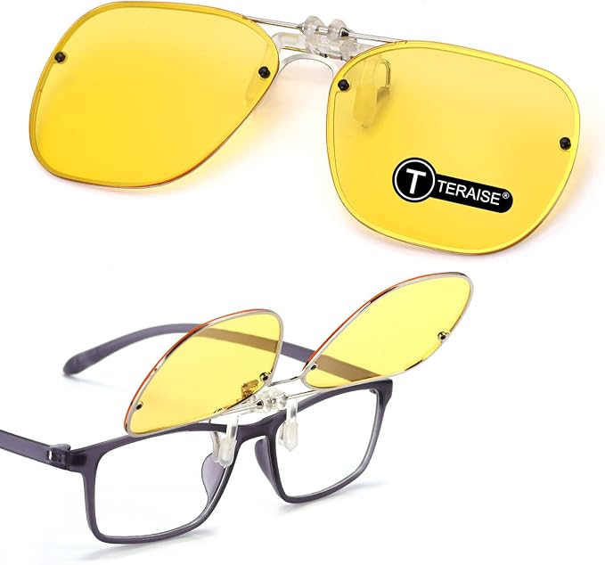 TERAISE Clip-on Night Vision Glasses Flip up Driving Glasses Men Women HD Polarized Anti Glare UV400 for Outdoor