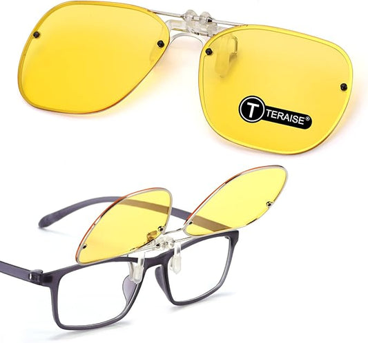 TERAISE Clip-on Night Vision Glasses Flip up Driving Glasses Men Women HD Polarized Anti Glare UV400 for Outdoor