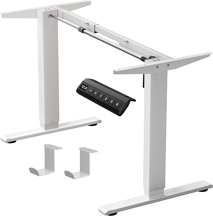 Standing Desk Frame for 37 to 77.5’’ Desktop, Electric Height Adjustable Desk Legs, 176 lbs Motorized Desk Legs Workstation Frame with Memory Presets, White Frame Only
